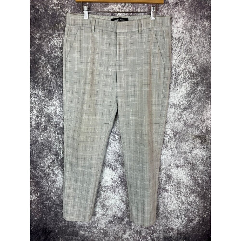 Liverpool Pants Women's 8/29 Grey Prince of Wales Plaid‎ Dress Trousers Preppy